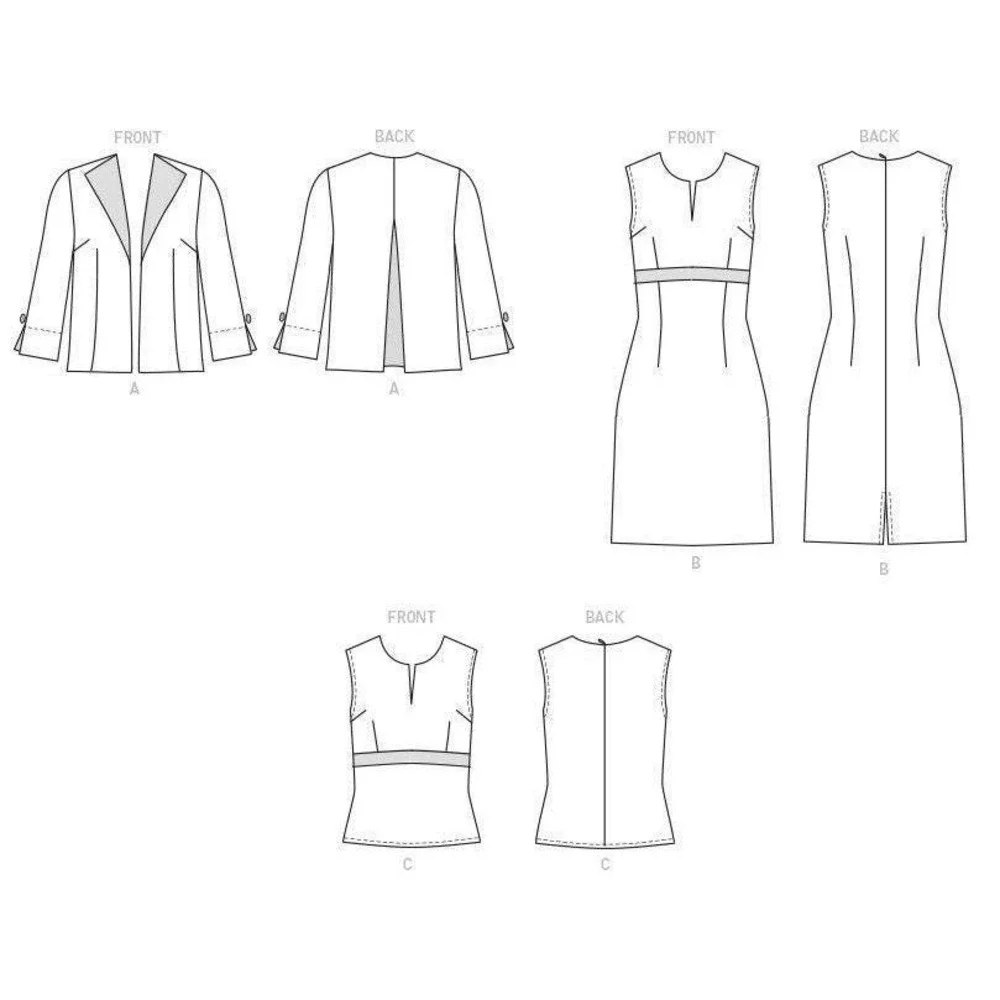 Butterick Sewing‎ Pattern 6822 10954 Dress Jacket Plus Size 26W-32W